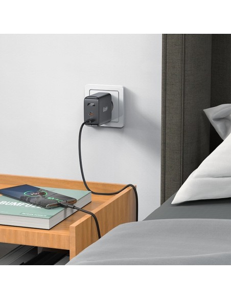 Caricabatterie Acefast GaN USB Tipo C 50W, PD, QC 3.0, AFC, FCP nero