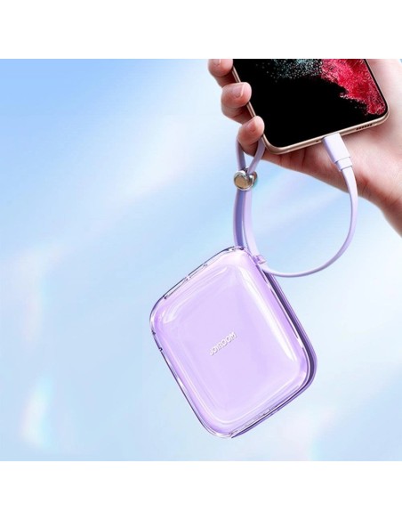 Joyroom Power Bank 10000mAh Jelly Series 22.5W con cavo USB C integrato viola