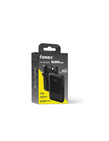 Fonex power bank da 10.000 mAh Type C + Lightning | Nero