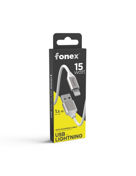 Fonex cavo carica e dati 15W Lightning | 1,5 m | Bianco