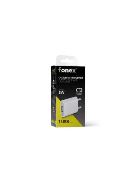 Fonex caricatore da rete 5W con porta USB | Bianco